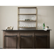 Clarissa 18.0L x 16.0W x 26.25H Woven Leather Seat W/ Gold Frame Counter Stool-Bar Stools-DECOROLALA