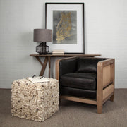 Clark (20"H) Bronze Barrel Metal Base Beige Linen Shade Table Lamp-Table Lamps-DECOROLALA