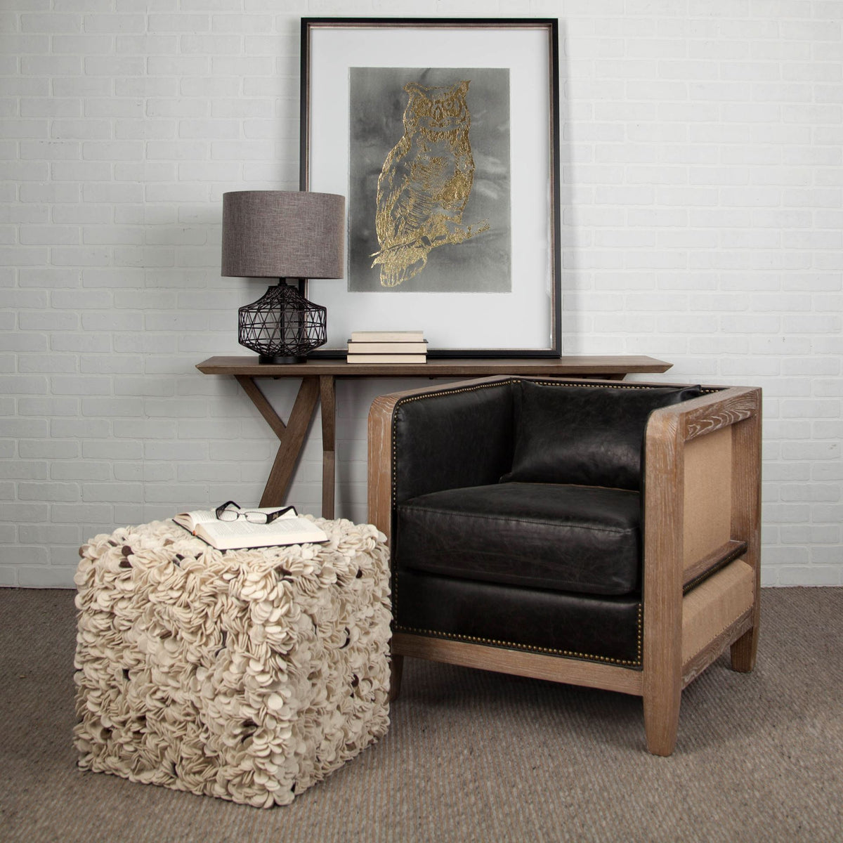 Clark (20"H) Bronze Barrel Metal Base Beige Linen Shade Table Lamp-Table Lamps-DECOROLALA