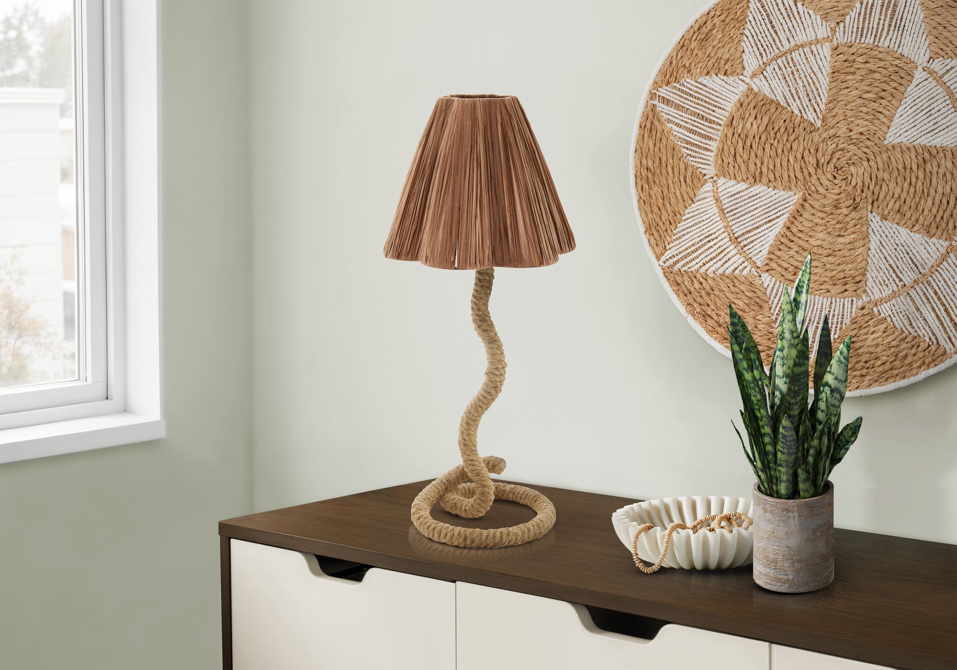 Classic Boho Table Lamp - 22" Rope Base with Paper Shade-Table Lamp-DECOROLALA