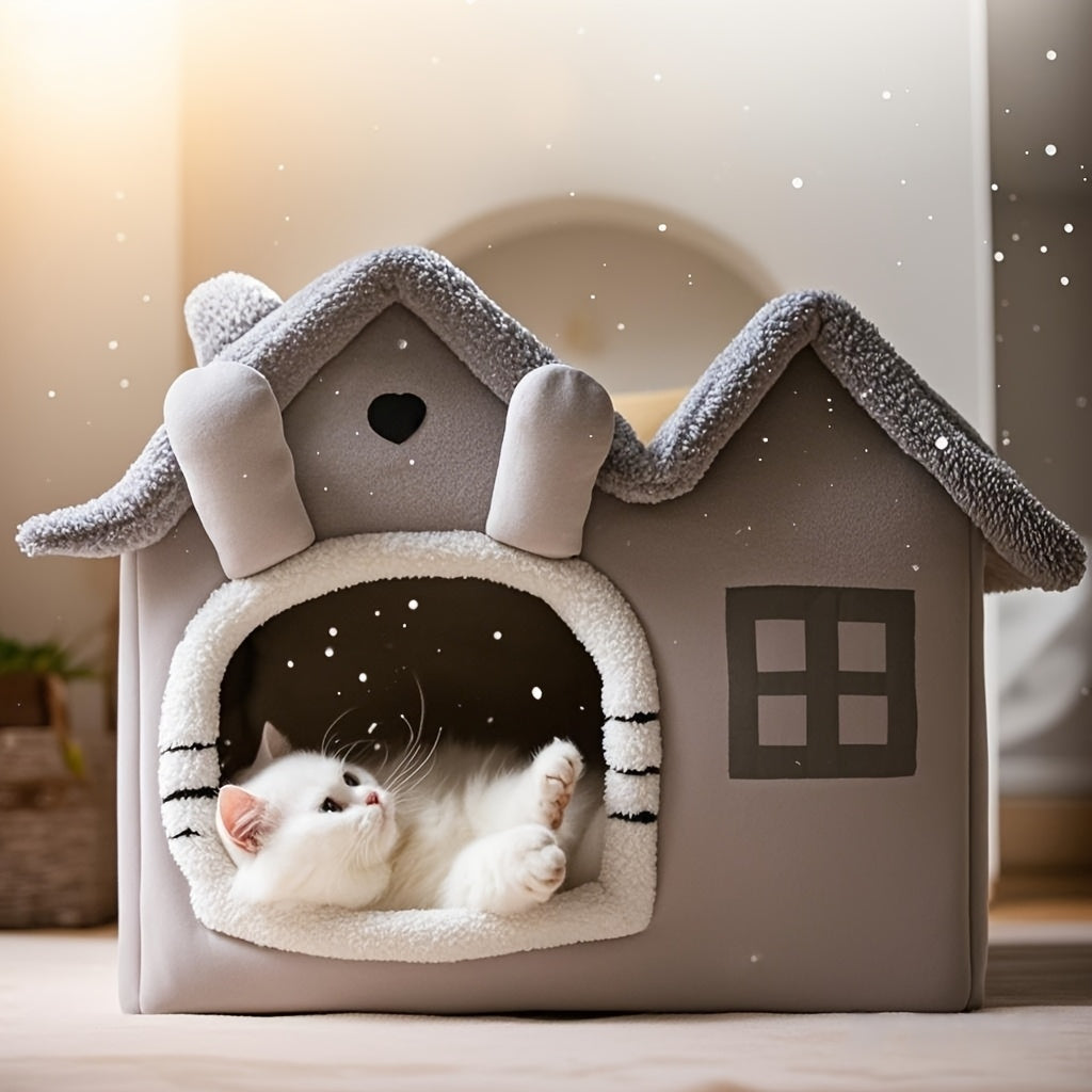 Classic Soft Cat House Bed - Washable Polyester 50cm Pet Nest-Cat Furniture-DECOROLALA