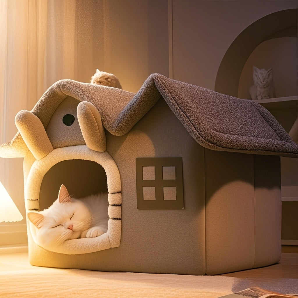 Classic Soft Cat House Bed - Washable Polyester 50cm Pet Nest-Cat Furniture-DECOROLALA