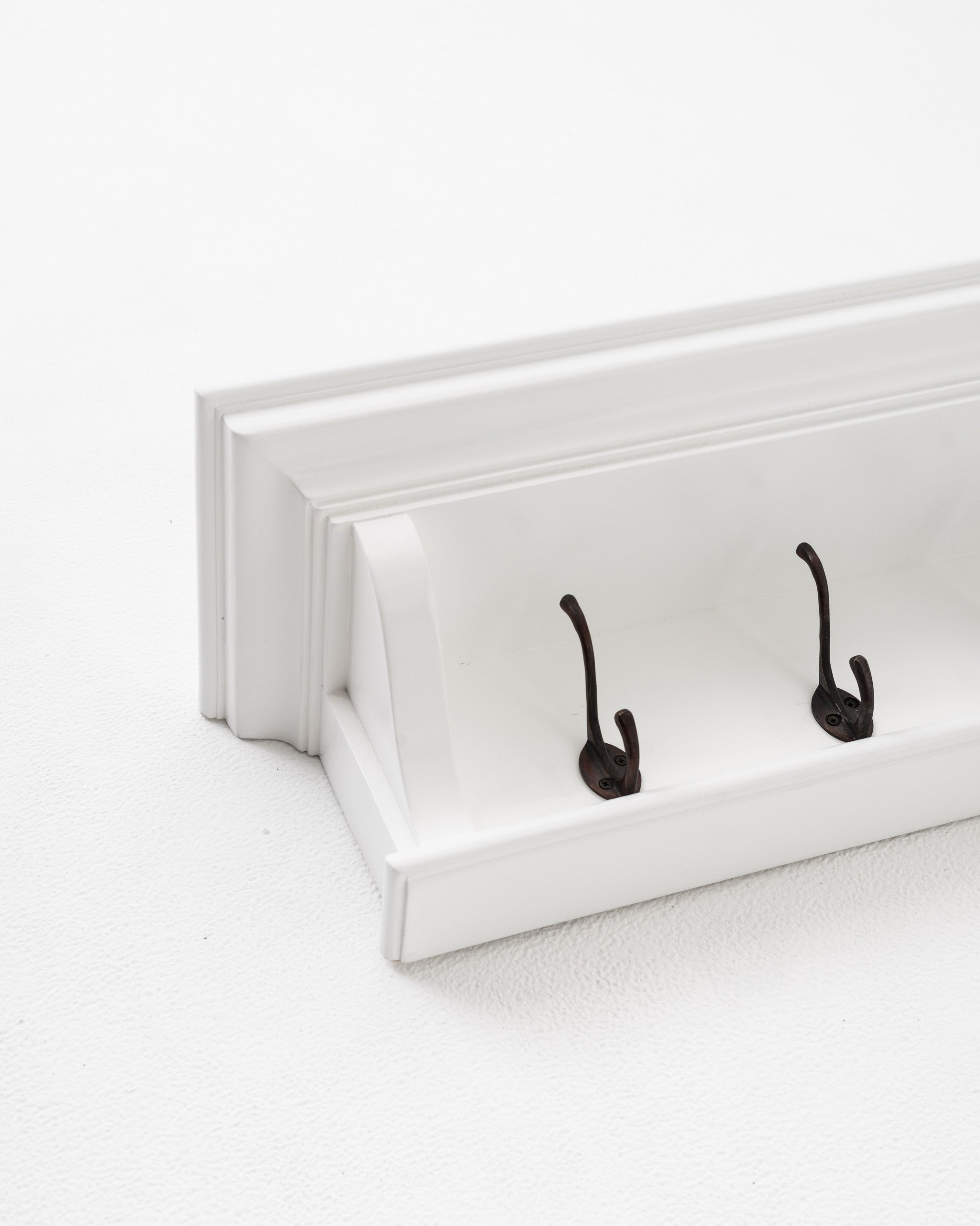 Classic White Wood Wide Eight Hook Coat Rack-Coat Hangers-DECOROLALA