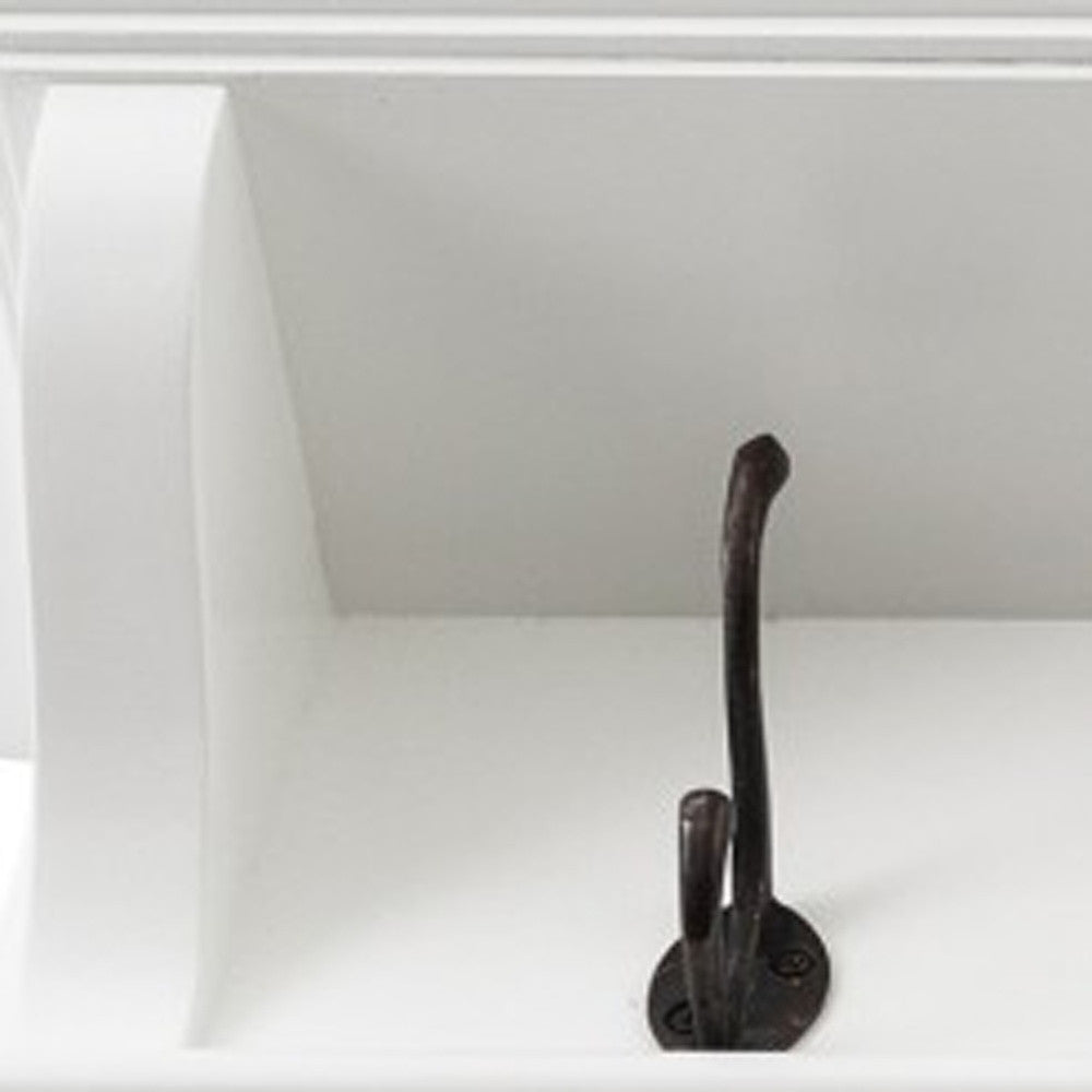 Classic White Wood Wide Eight Hook Coat Rack-Coat Hangers-DECOROLALA