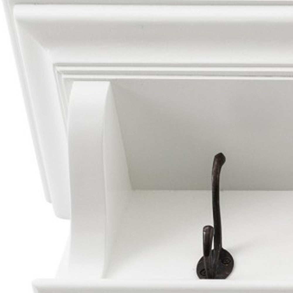 Classic White Wood Wide Eight Hook Coat Rack-Coat Hangers-DECOROLALA