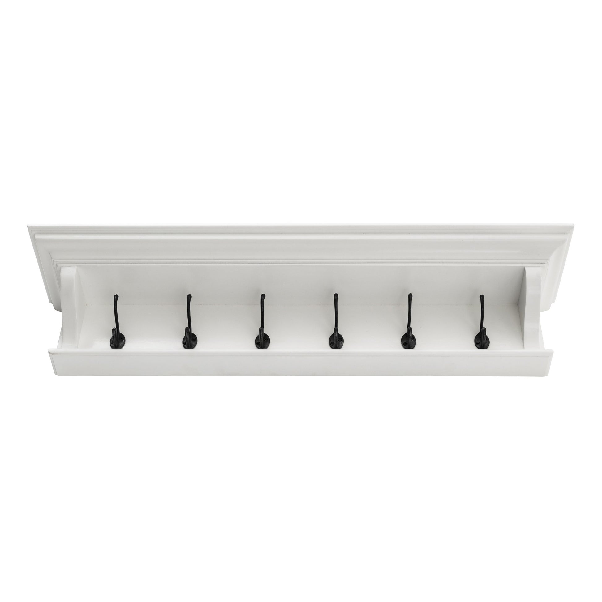 Classic White Wood Wide Six Hook Coat Rack-Coat Hangers-DECOROLALA