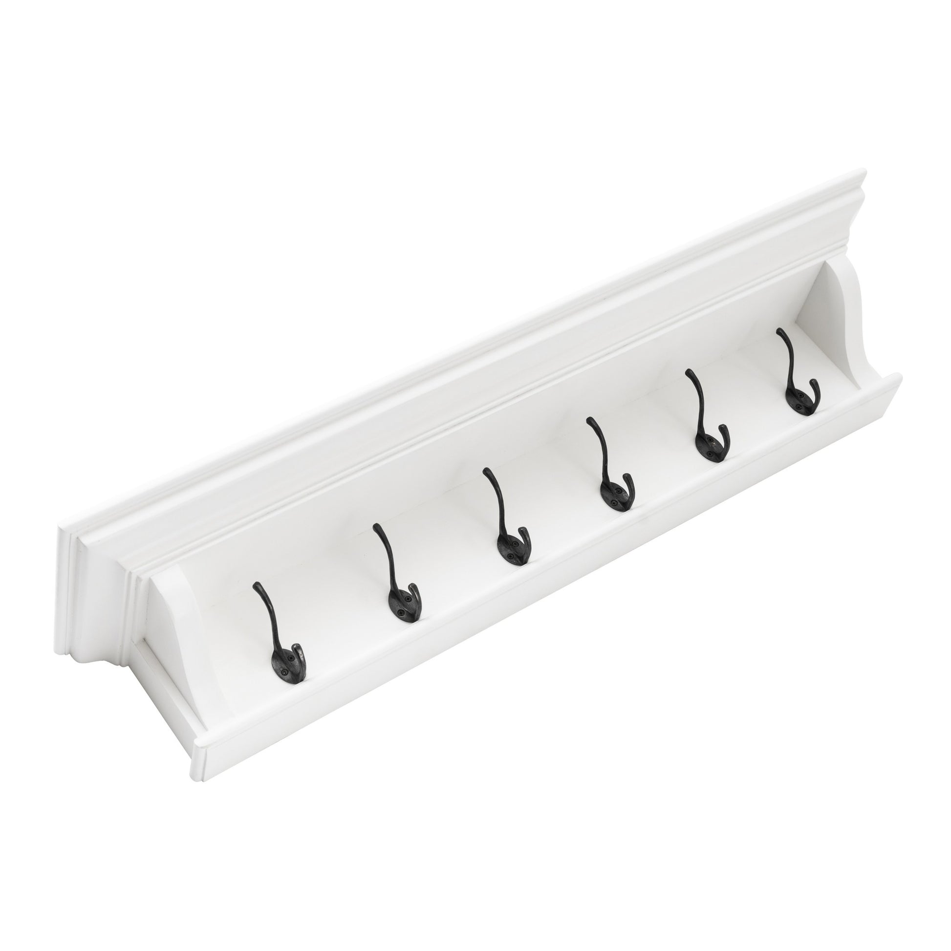Classic White Wood Wide Six Hook Coat Rack-Coat Hangers-DECOROLALA