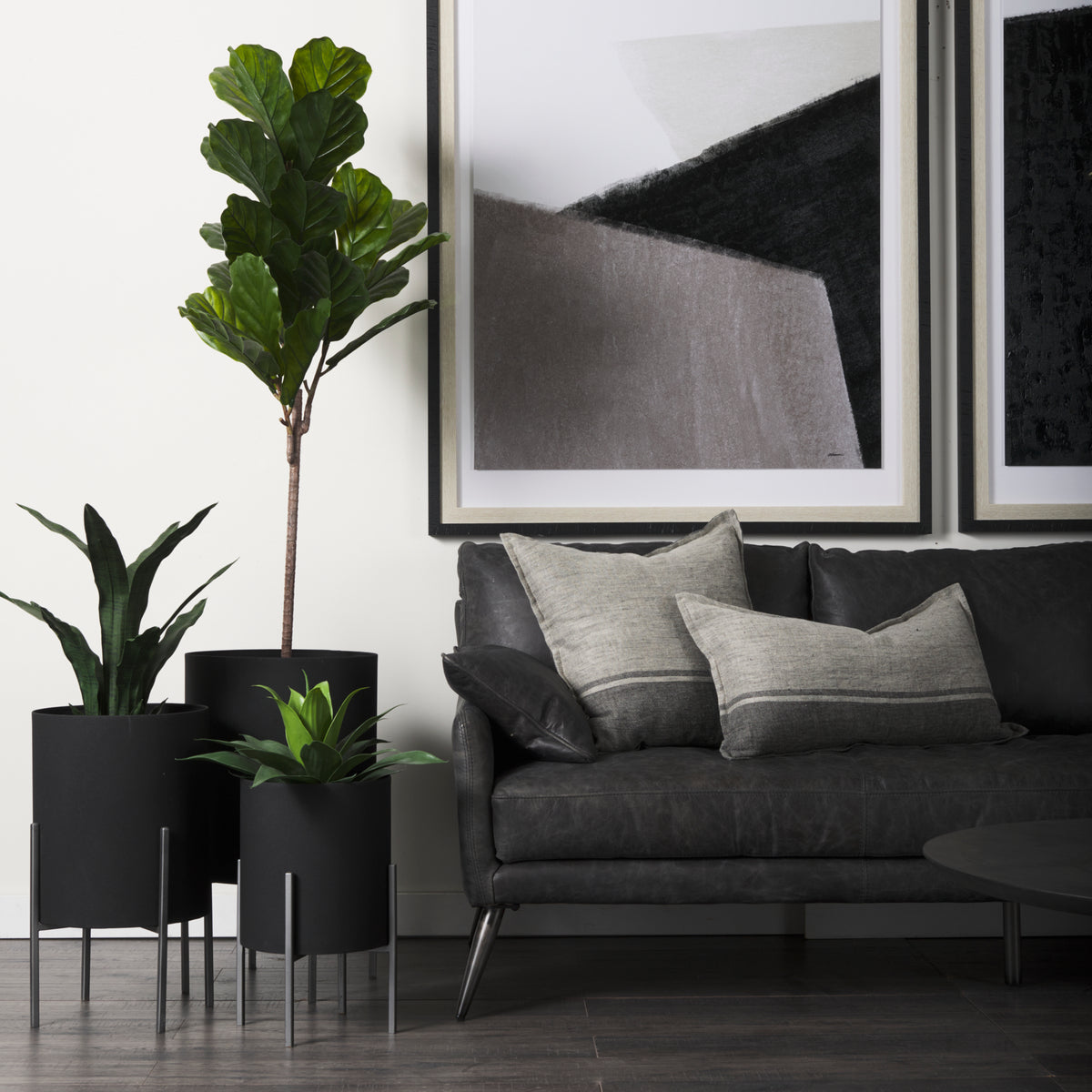 Claypoole (Set of 3) Black Plant Stands-Plant & Magazine Racks-DECOROLALA