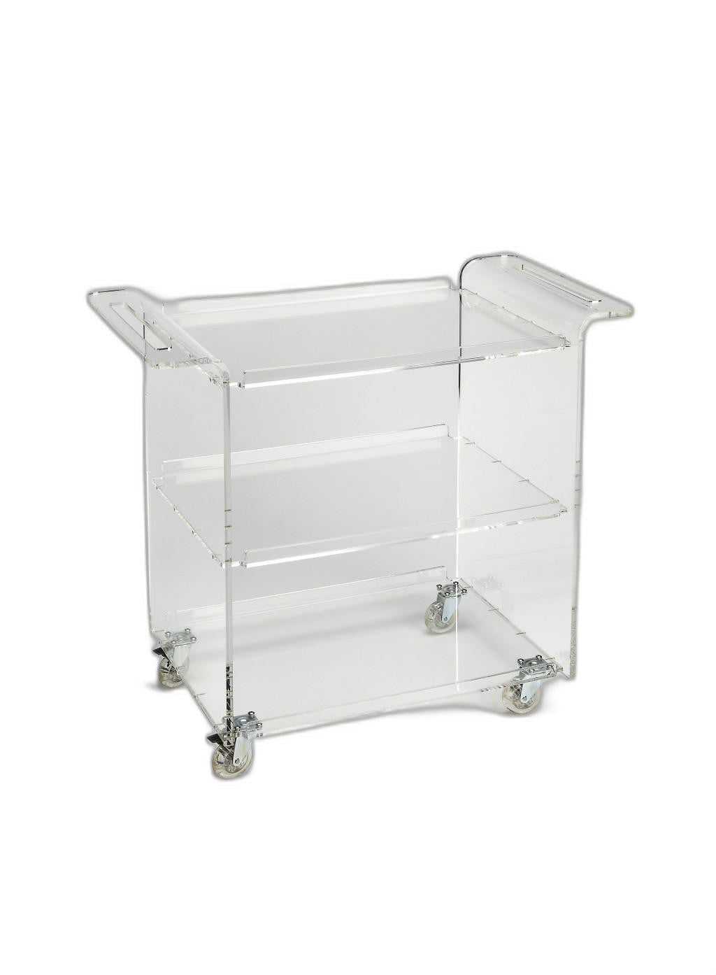 Clear Acrylic Rolling Server Bar Cart-Kitchen Carts-Islands-DECOROLALA