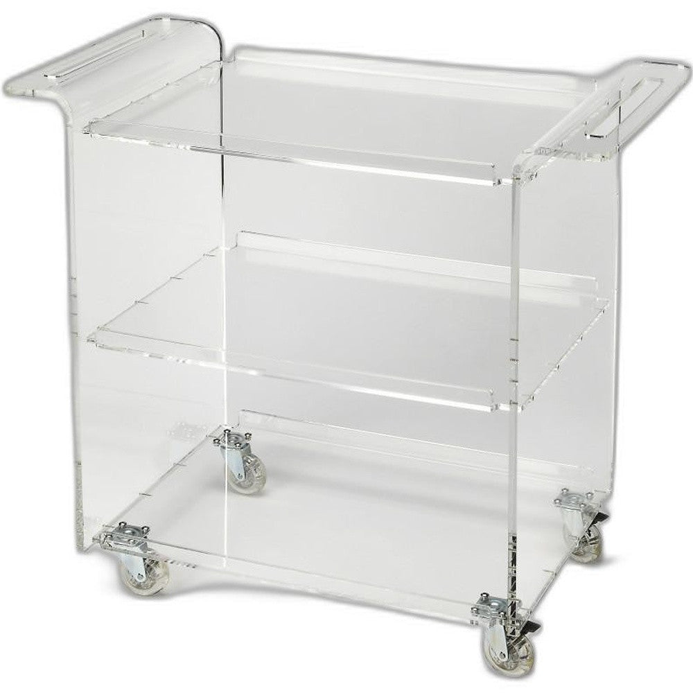 Clear Acrylic Rolling Server Bar Cart-Kitchen Carts-Islands-DECOROLALA