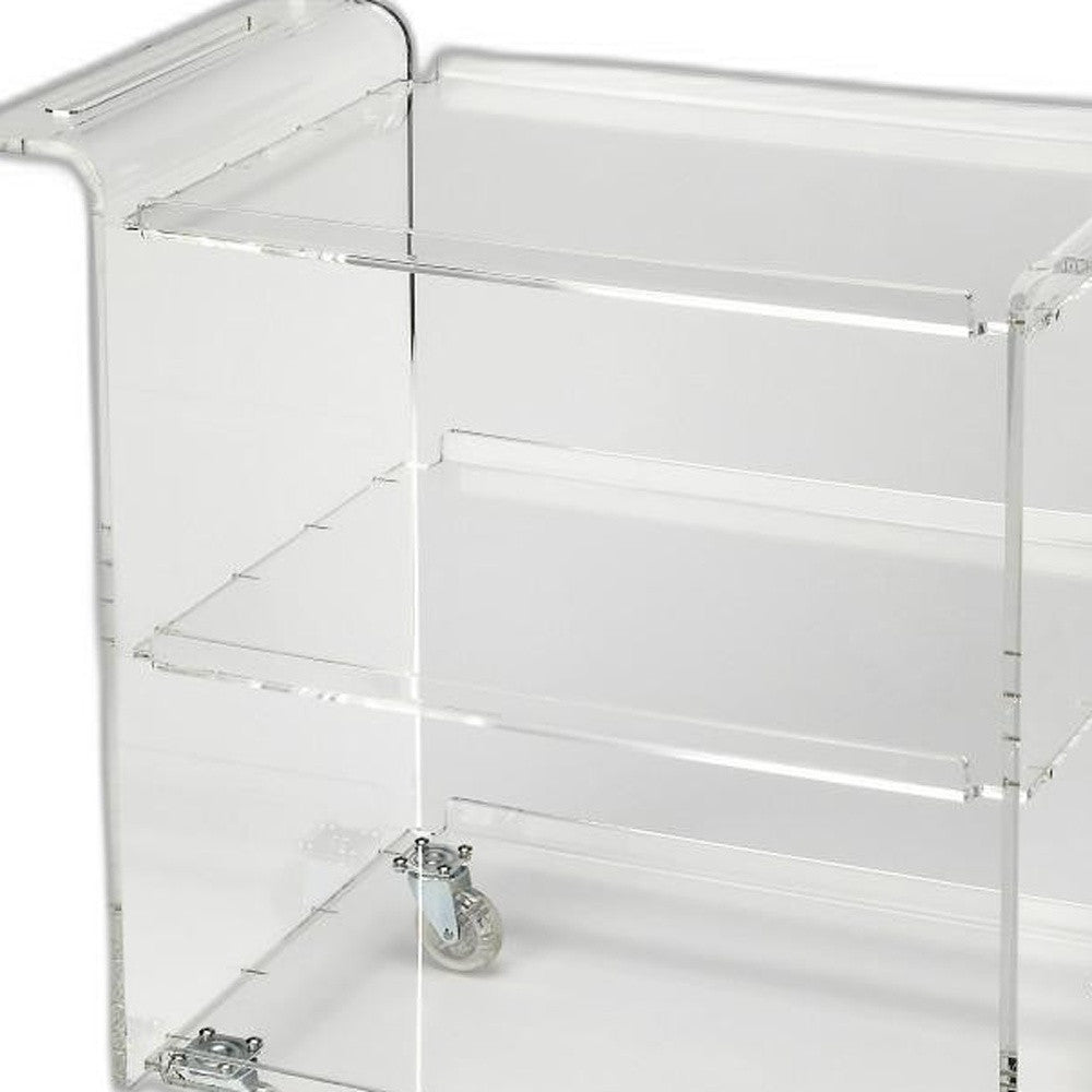Clear Acrylic Rolling Server Bar Cart-Kitchen Carts-Islands-DECOROLALA