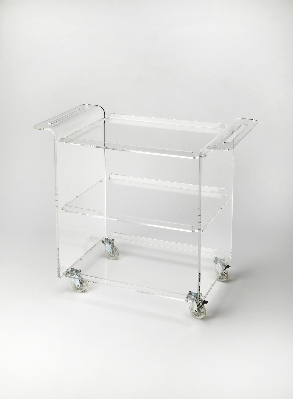 Clear Acrylic Rolling Server Bar Cart-Kitchen Carts-Islands-DECOROLALA