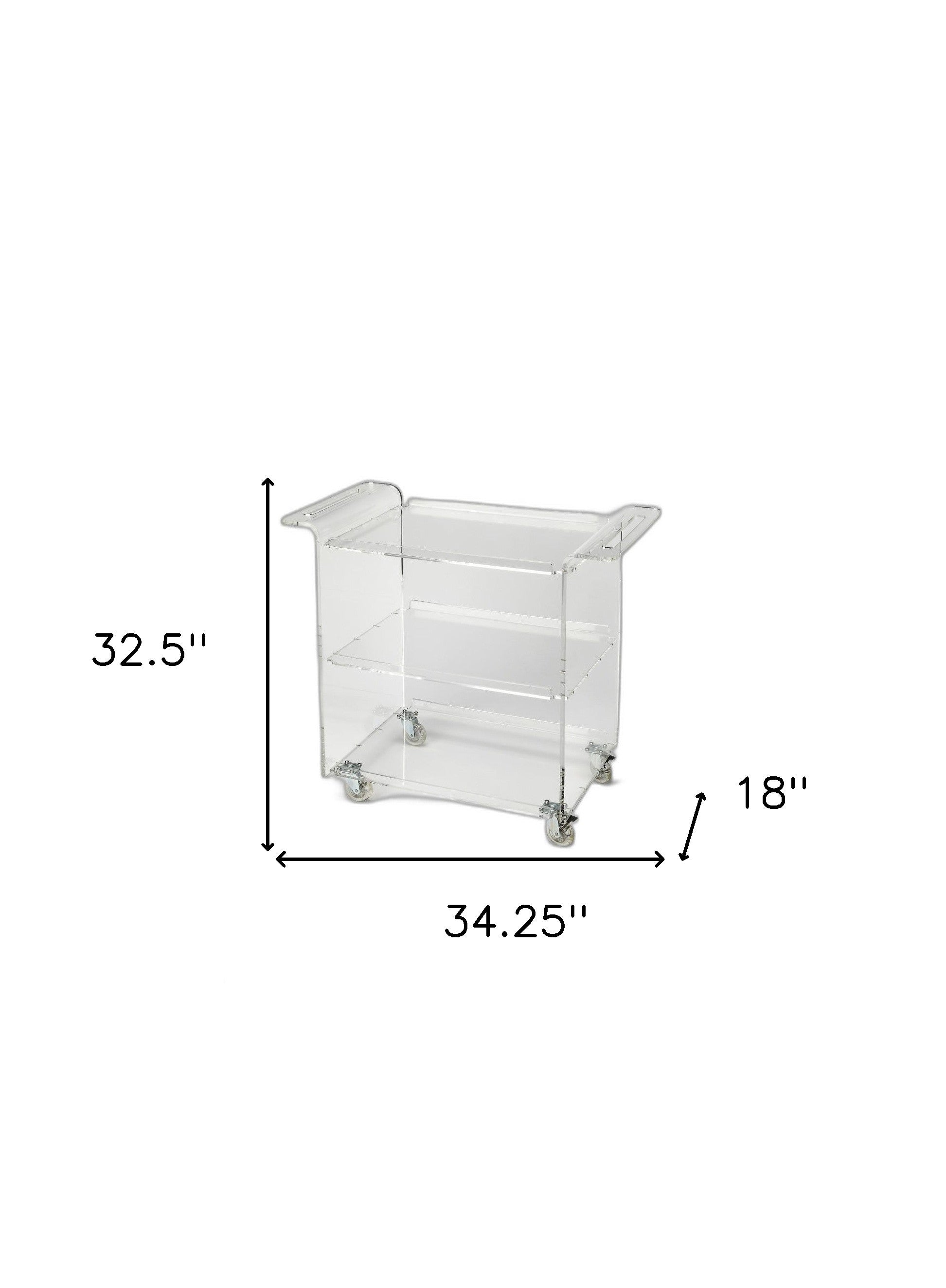 Clear Acrylic Rolling Server Bar Cart-Kitchen Carts-Islands-DECOROLALA