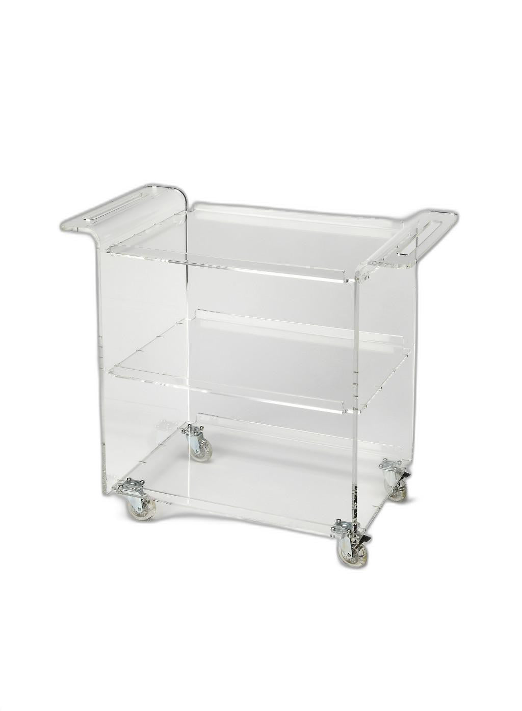 Clear Acrylic Rolling Server Bar Cart-Kitchen Carts-Islands-DECOROLALA