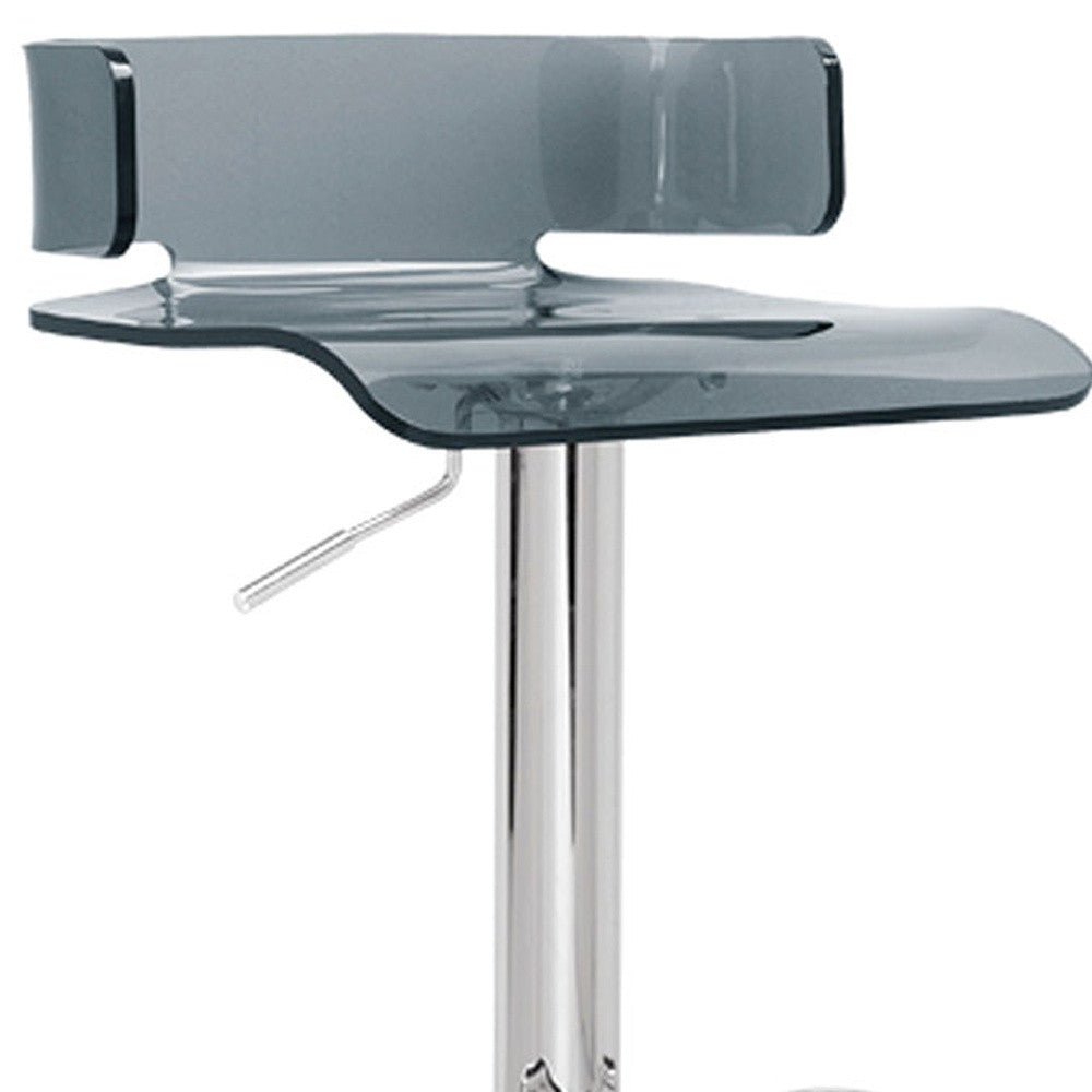 Clear and Silver Acrylic and Metal Low Back Adjustable Height Swivel Bar Chair-Bar Chairs-DECOROLALA