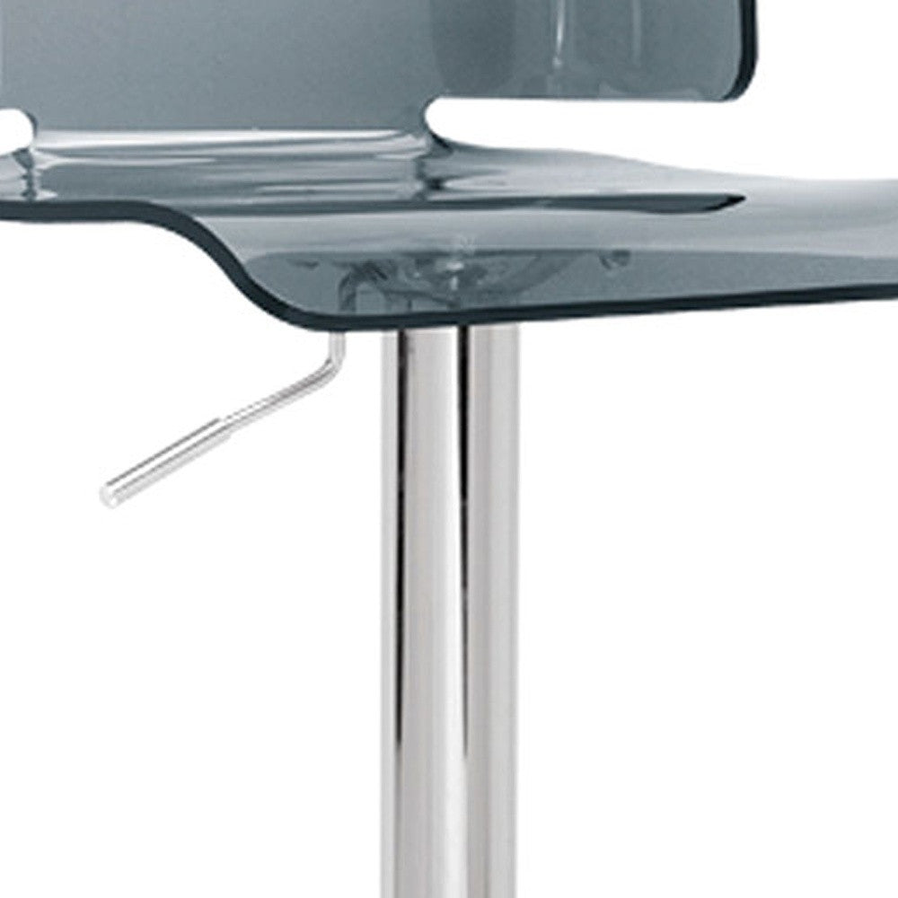 Clear and Silver Acrylic and Metal Low Back Adjustable Height Swivel Bar Chair-Bar Chairs-DECOROLALA
