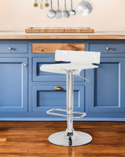 Clear and Silver Acrylic and Metal Low Back Adjustable Height Swivel Bar Chair-Bar Chairs-DECOROLALA