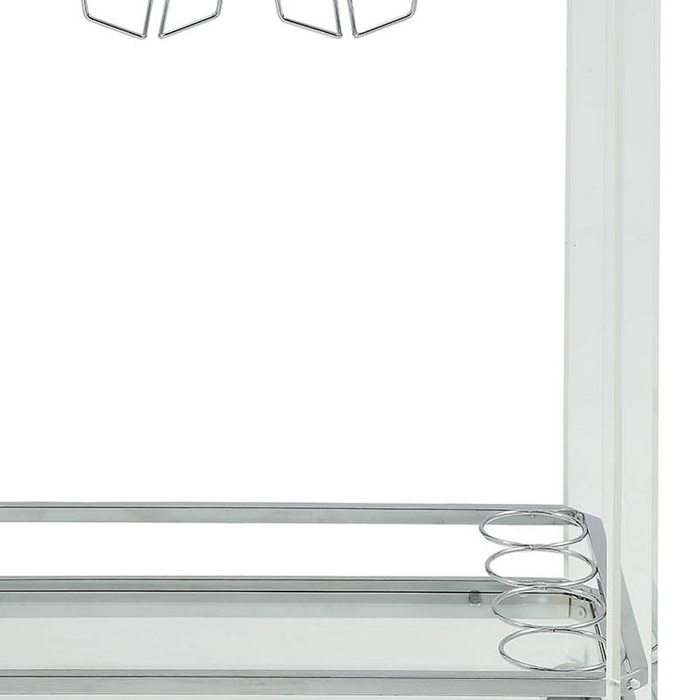 Clear and White 29" Rolling Prep Table With Storage-Kitchen Carts-Islands-DECOROLALA