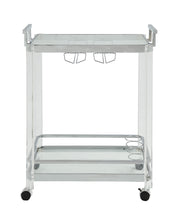 Clear and White 29" Rolling Prep Table With Storage-Kitchen Carts-Islands-DECOROLALA