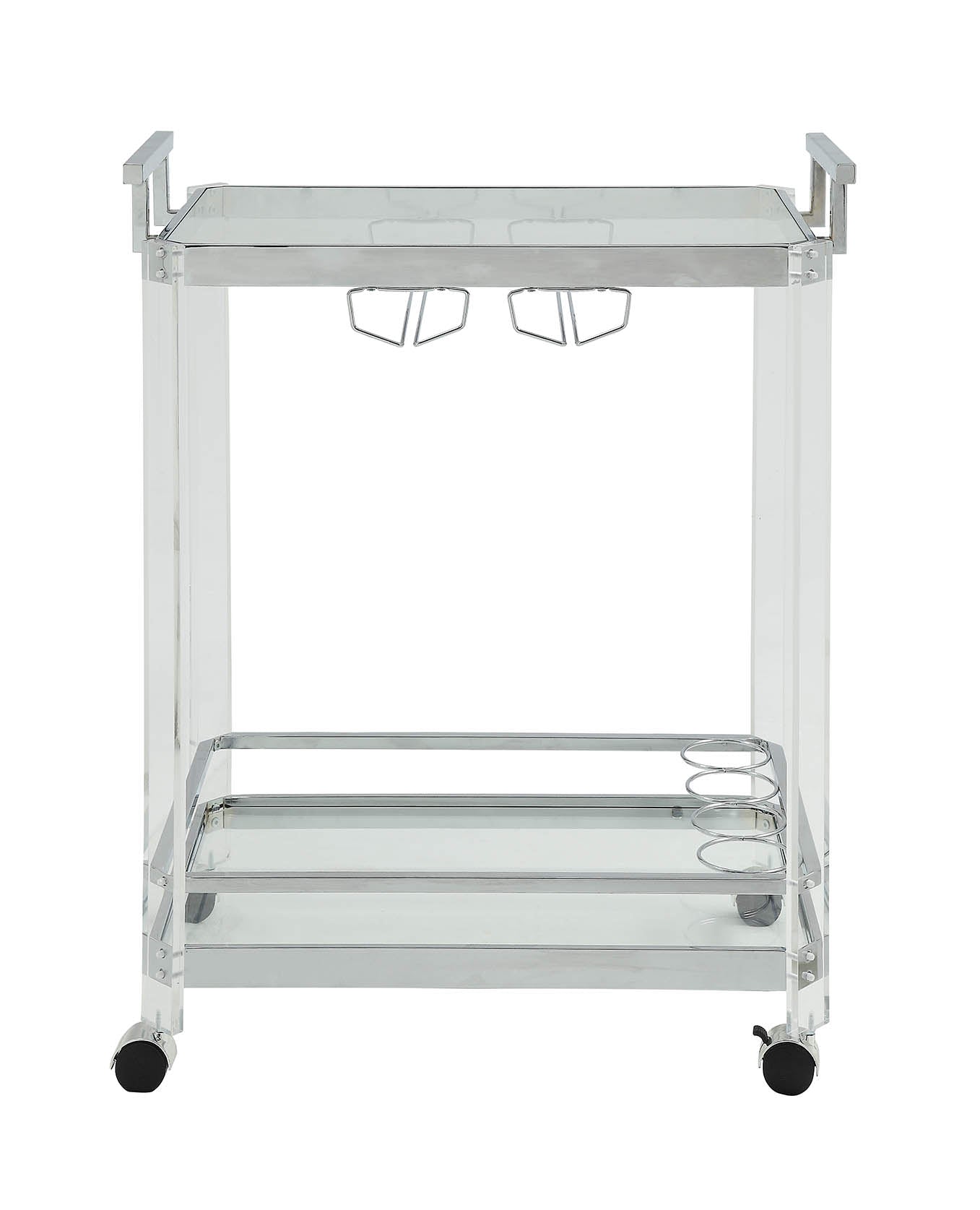 Clear and White 29" Rolling Prep Table With Storage-Kitchen Carts-Islands-DECOROLALA