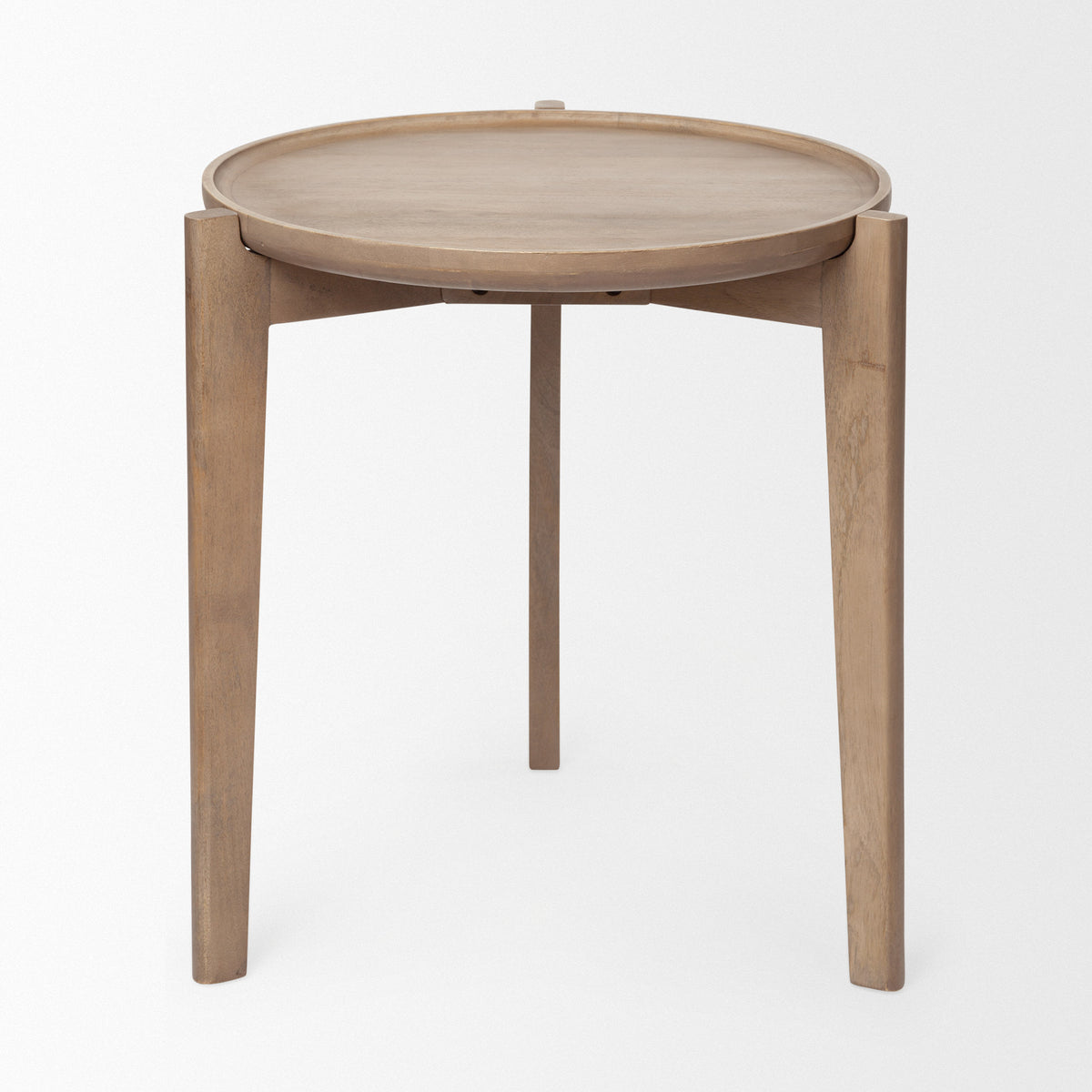 Cleaver I 22 x 24 Round Top Brown Solid Wood Accent Table-Accent Tables-DECOROLALA