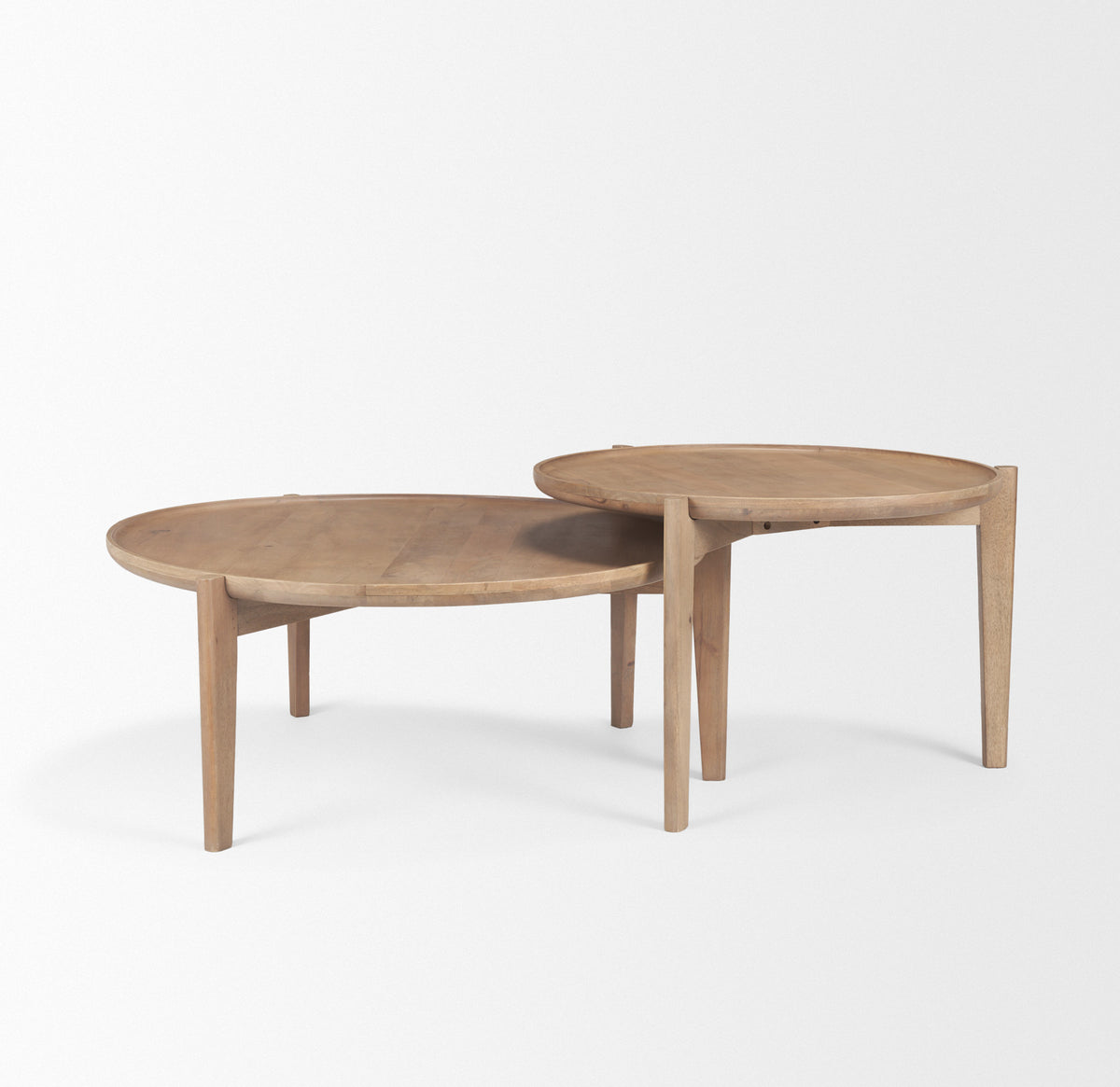 Cleaver (Set of 2) 40" & 31" Round Brown Solid Wood Nesting Coffee Tables-Coffee Tables-DECOROLALA