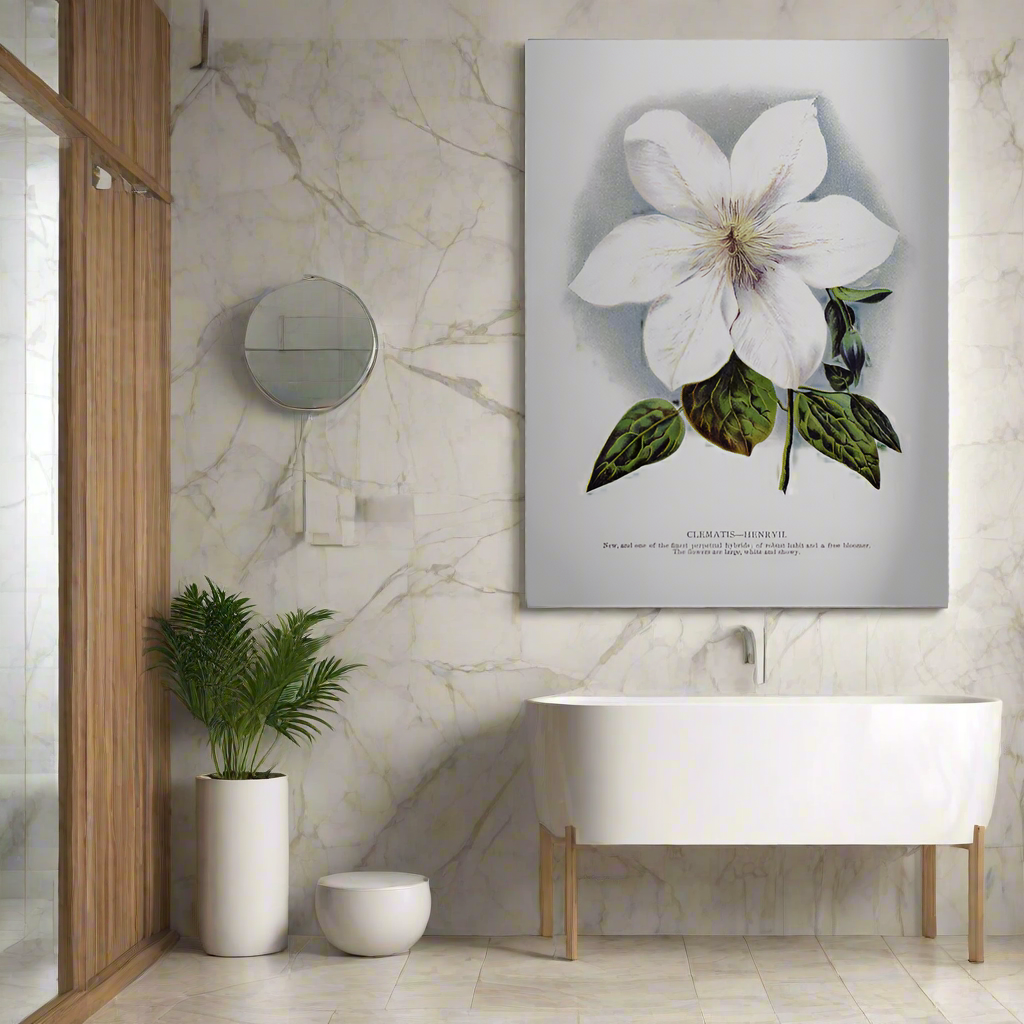 Clematis Flower Lithograph-canvas-DECOROLALA