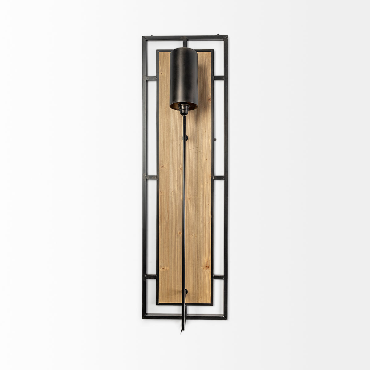 Cleo 16.9x57.1 Black Metal and Wood Rectangular Wall Sconce-Wall Sconces-DECOROLALA