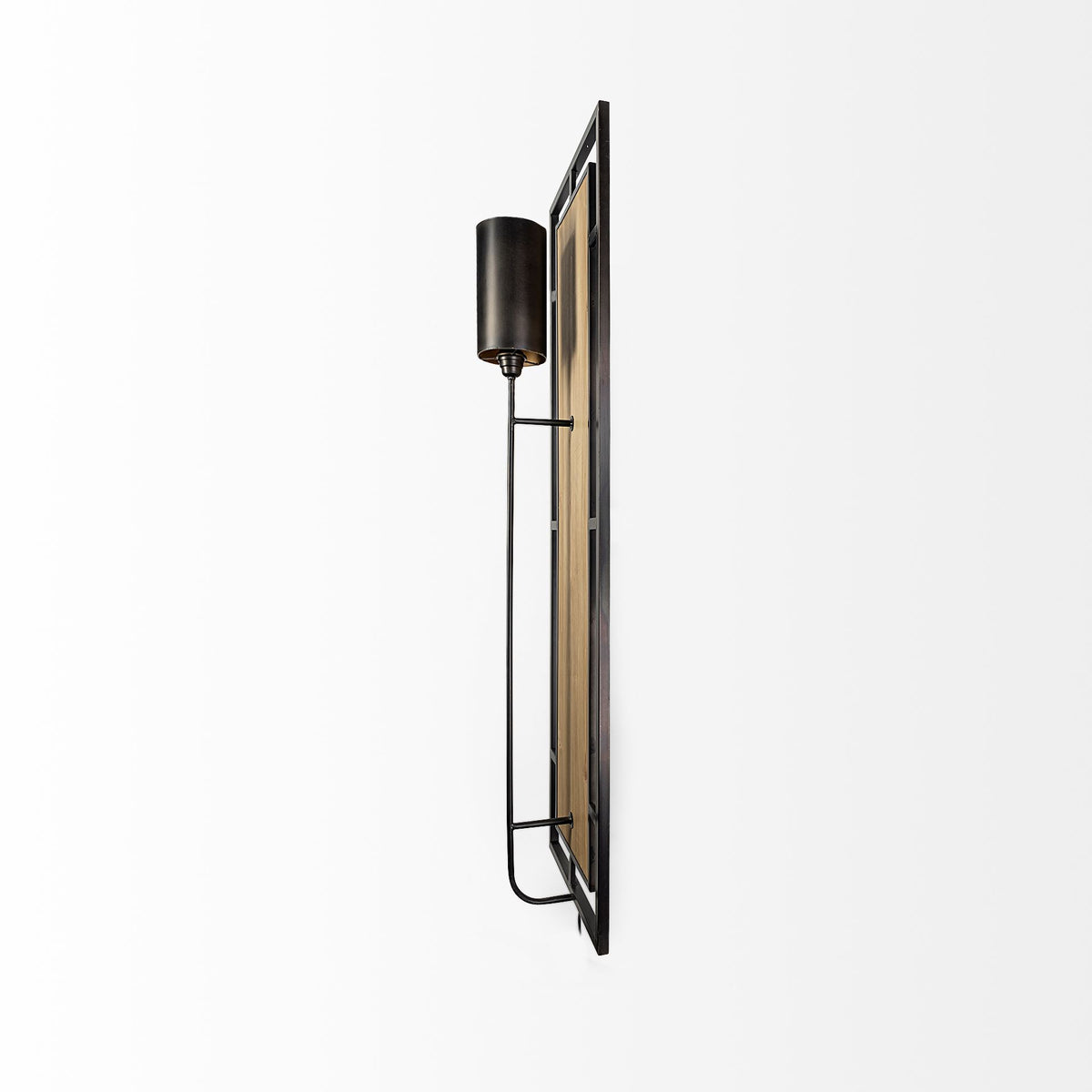 Cleo 16.9x57.1 Black Metal and Wood Rectangular Wall Sconce-Wall Sconces-DECOROLALA