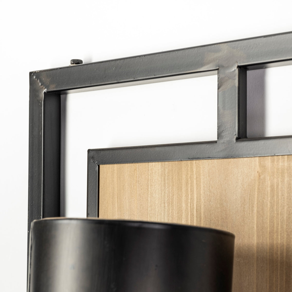 Cleo 16.9x57.1 Black Metal and Wood Rectangular Wall Sconce-Wall Sconces-DECOROLALA