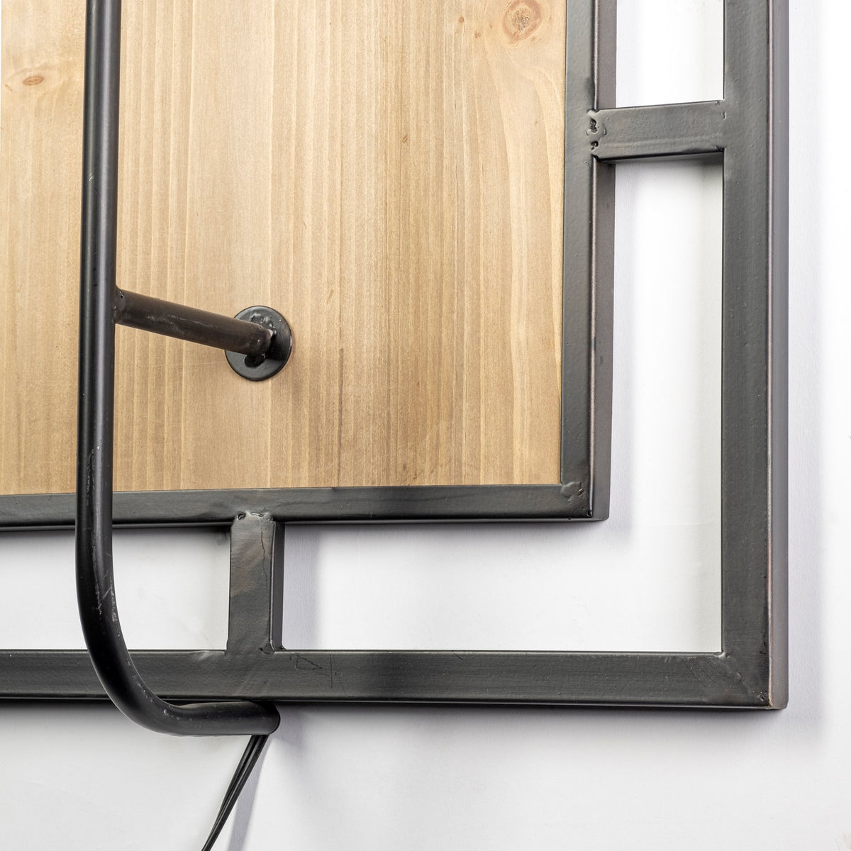 Cleo 16.9x57.1 Black Metal and Wood Rectangular Wall Sconce-Wall Sconces-DECOROLALA