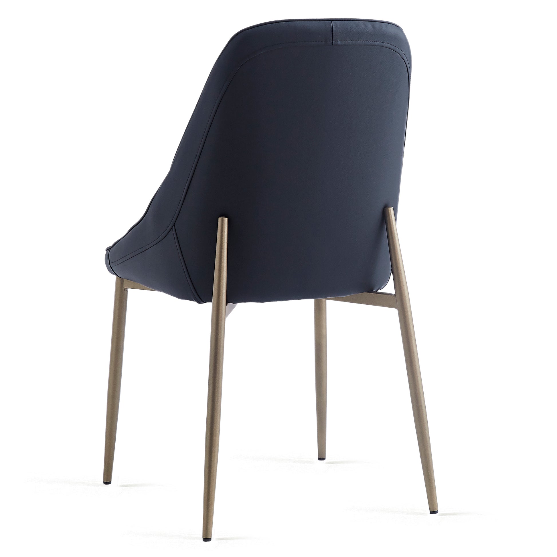 Cleo Side Chair - Black Faux Leather with Gold Legs-DECOROLALA
