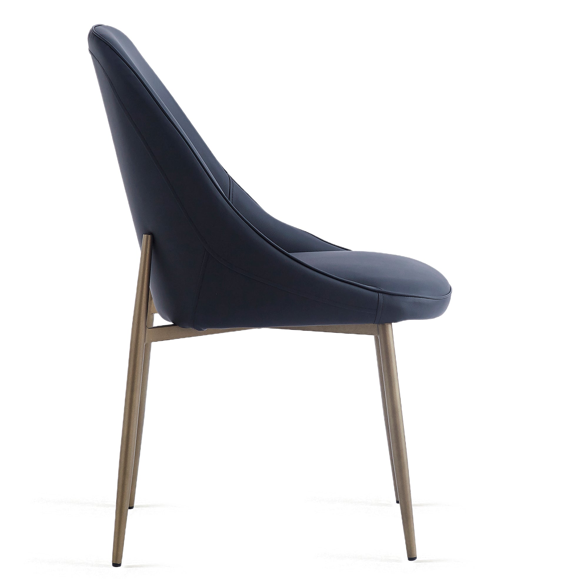 Cleo Side Chair - Black Faux Leather with Gold Legs-DECOROLALA