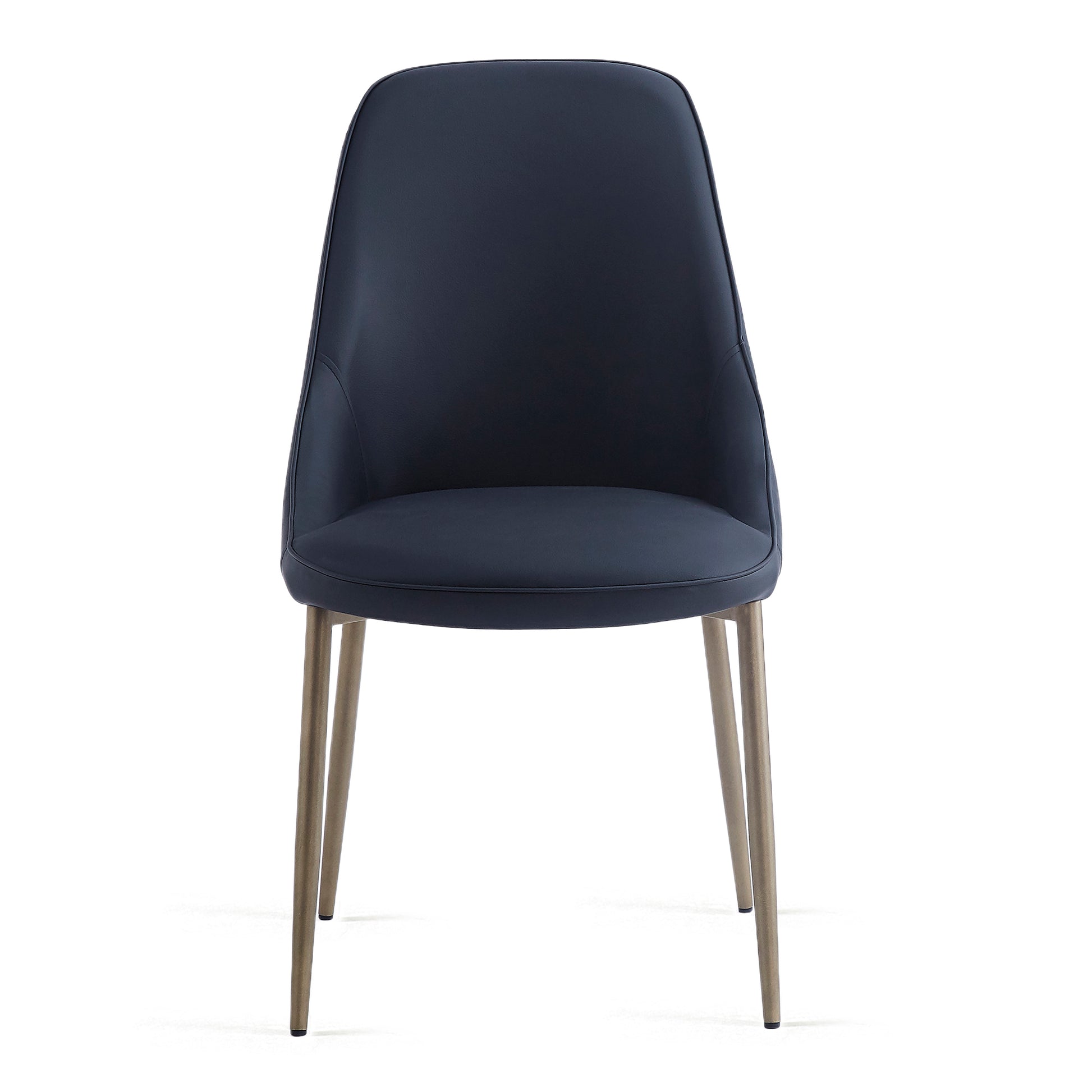 Cleo Side Chair - Black Faux Leather with Gold Legs-DECOROLALA