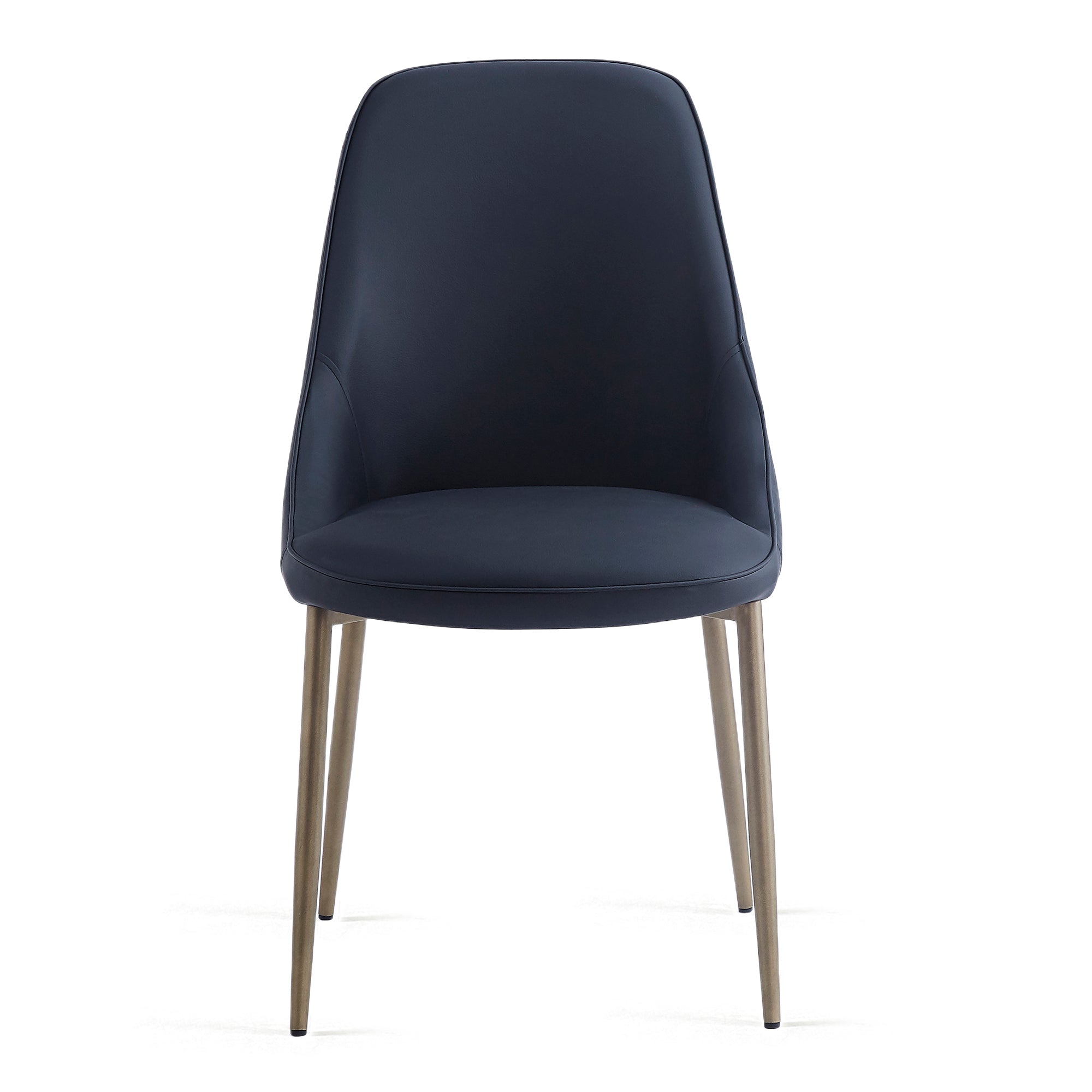 Cleo Side Chair - Black Faux Leather with Gold Legs-DECOROLALA