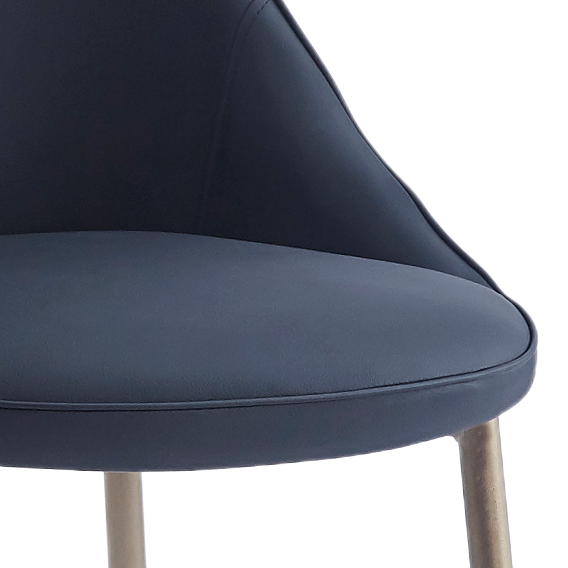 Cleo Side Chair - Black Faux Leather with Gold Legs-DECOROLALA