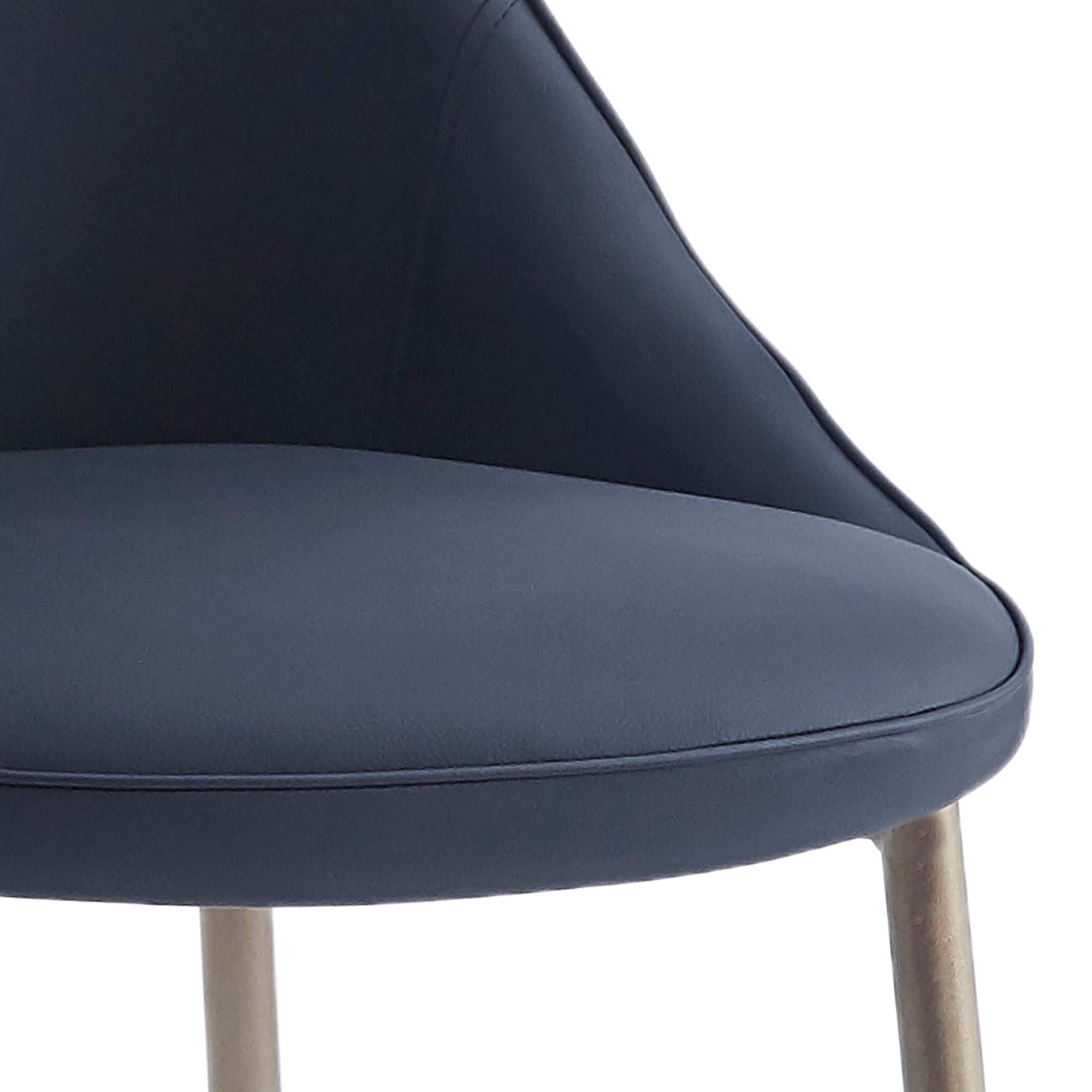 Cleo Side Chair - Black Faux Leather with Gold Legs-DECOROLALA