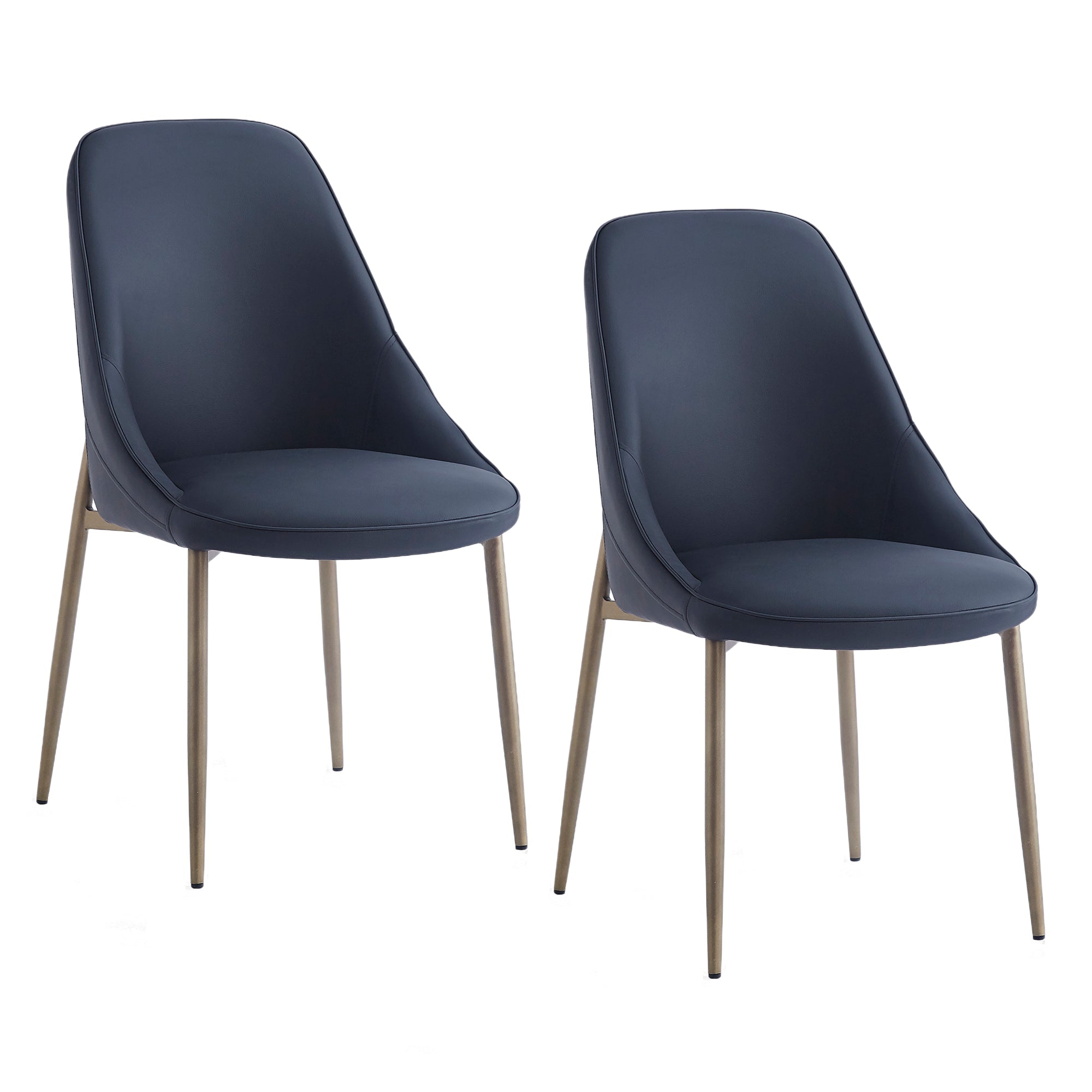 Cleo Side Chair - Black Faux Leather with Gold Legs-DECOROLALA