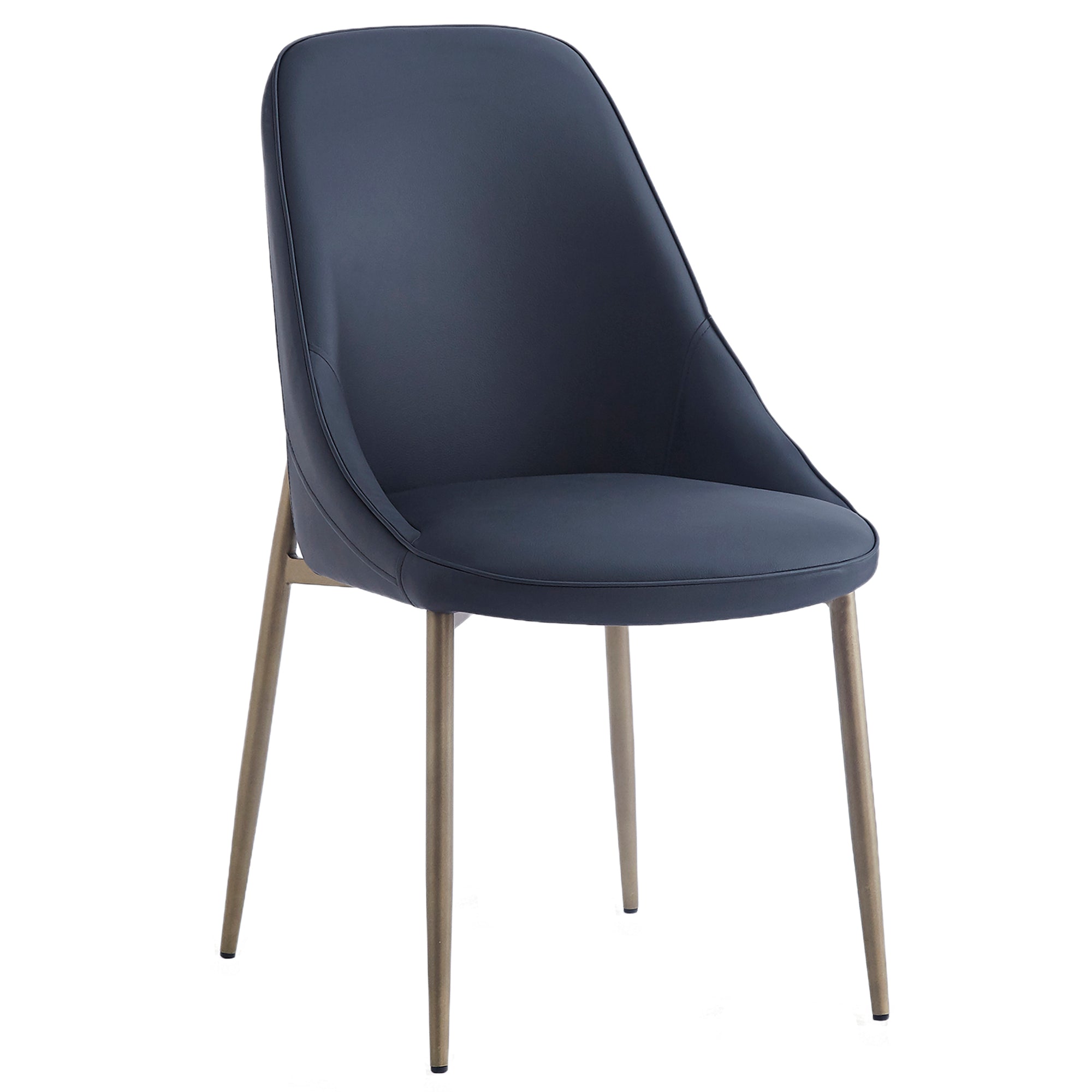Cleo Side Chair - Black Faux Leather with Gold Legs-DECOROLALA