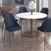 Cleo Side Chair - Black Faux Leather with Gold Legs-DECOROLALA