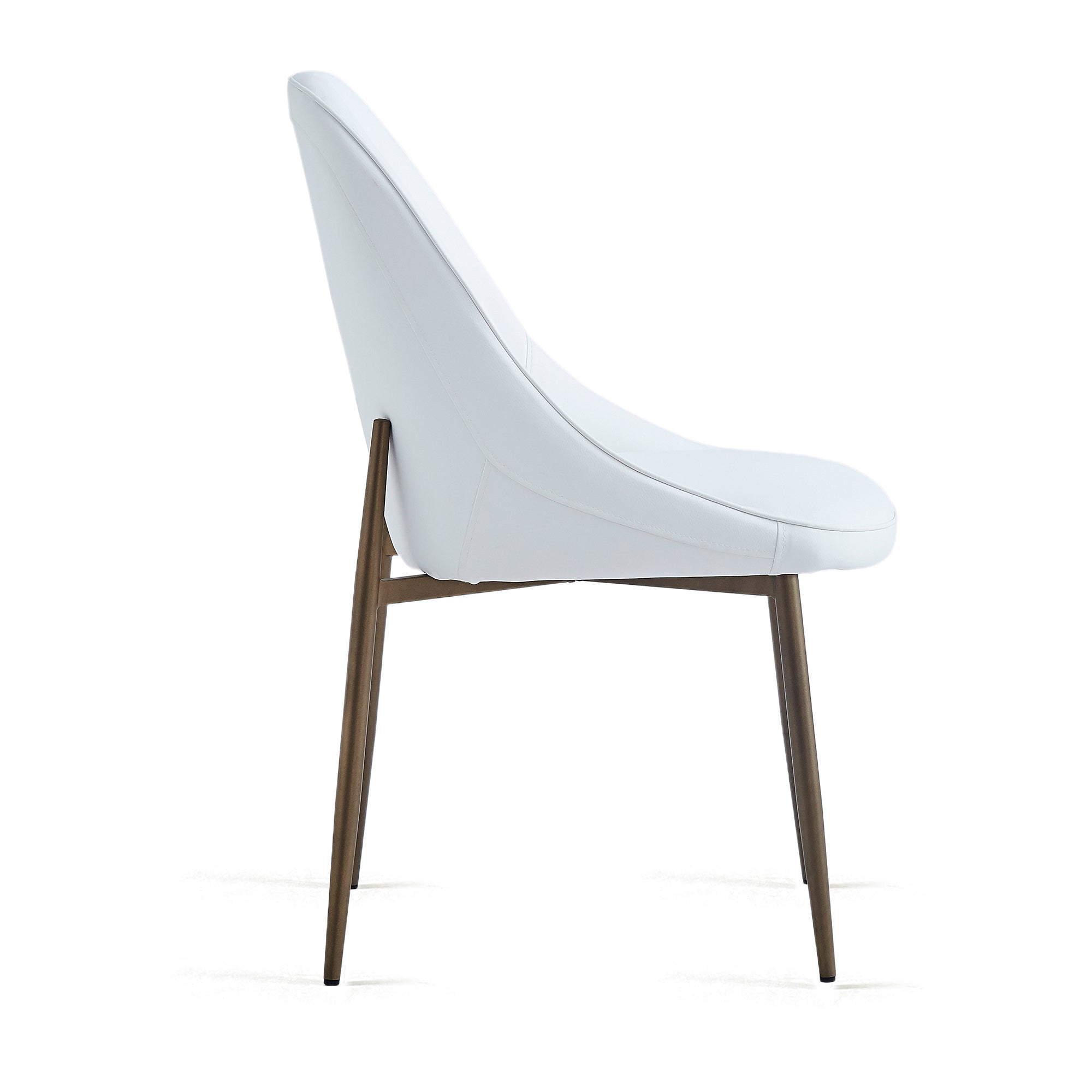 Cleo Side Chair - White Faux Leather with Gold Legs-DECOROLALA
