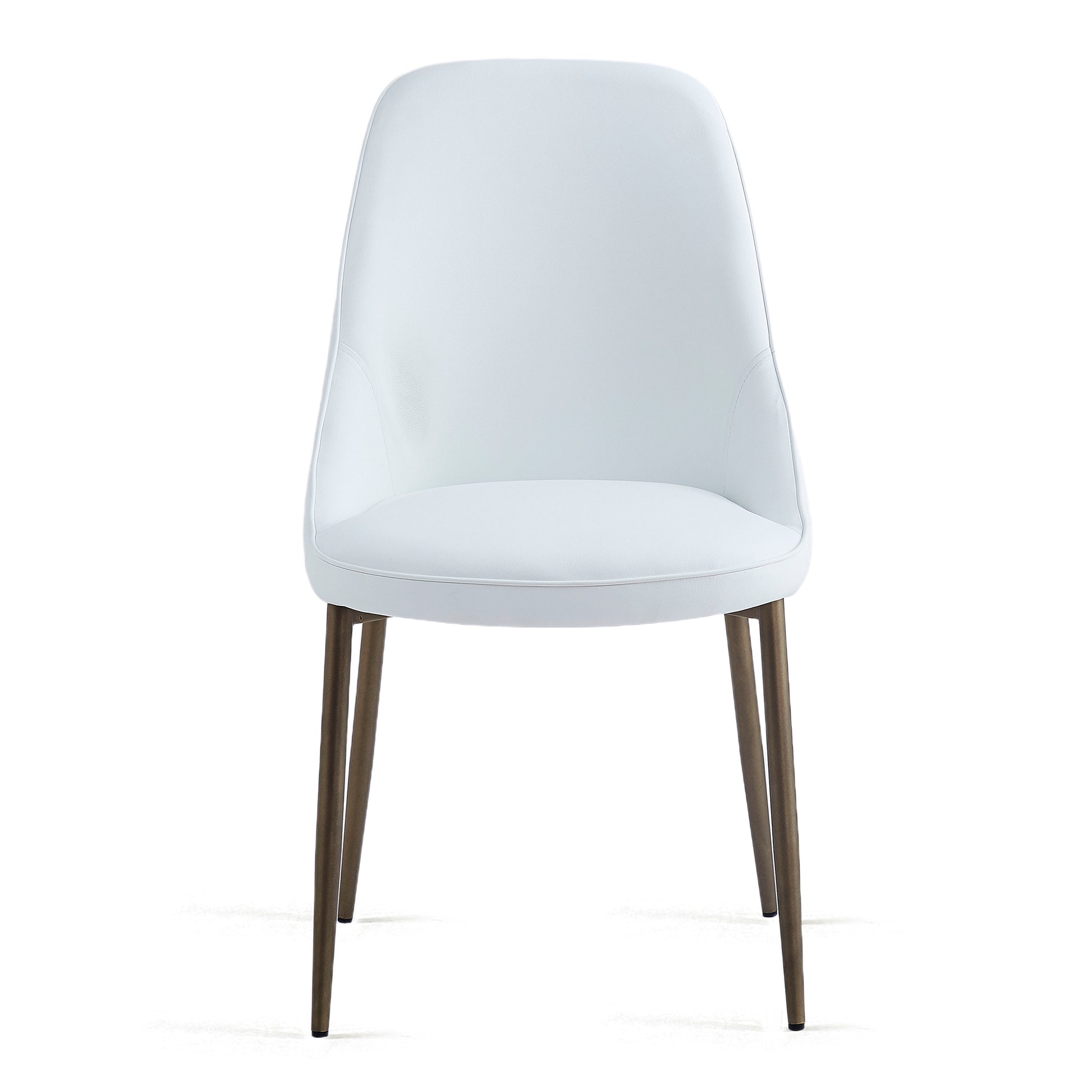 Cleo Side Chair - White Faux Leather with Gold Legs-DECOROLALA
