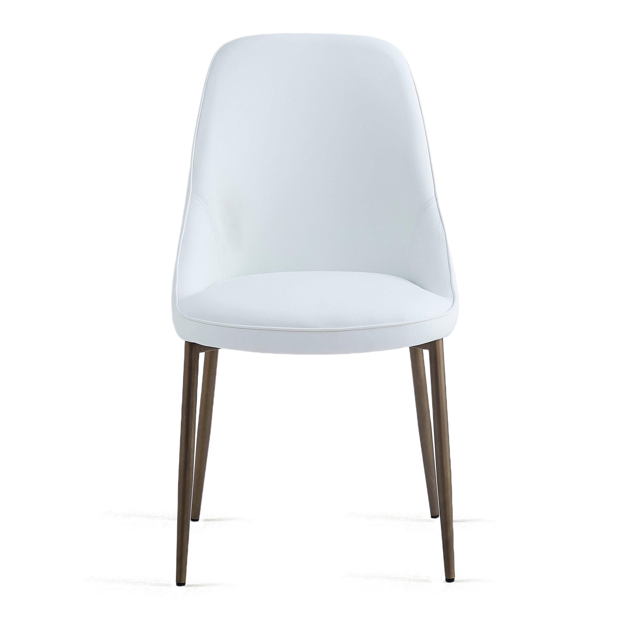 Cleo Side Chair - White Faux Leather with Gold Legs-DECOROLALA