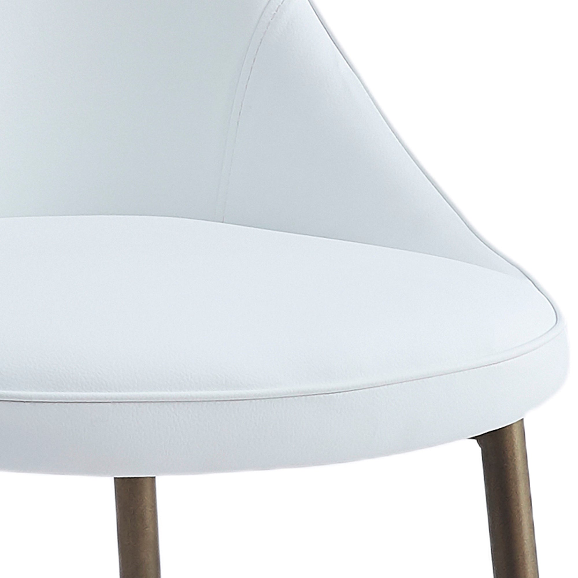 Cleo Side Chair - White Faux Leather with Gold Legs-DECOROLALA