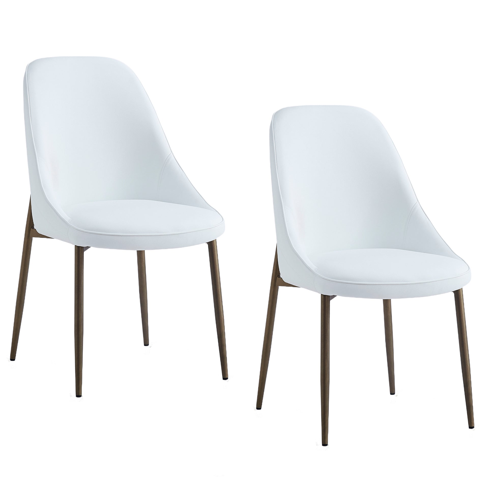 Cleo Side Chair - White Faux Leather with Gold Legs-DECOROLALA