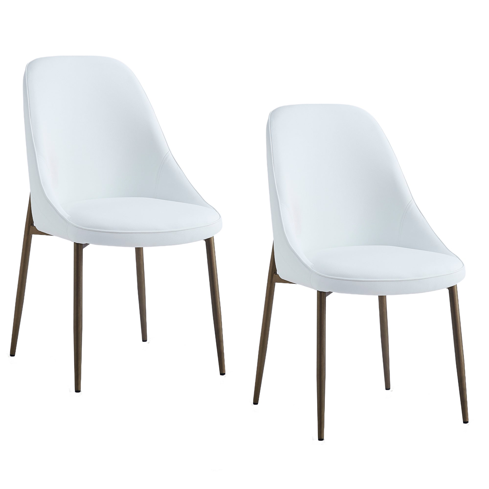 Cleo Side Chair - White Faux Leather with Gold Legs-DECOROLALA