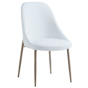 Cleo Side Chair - White Faux Leather with Gold Legs-DECOROLALA