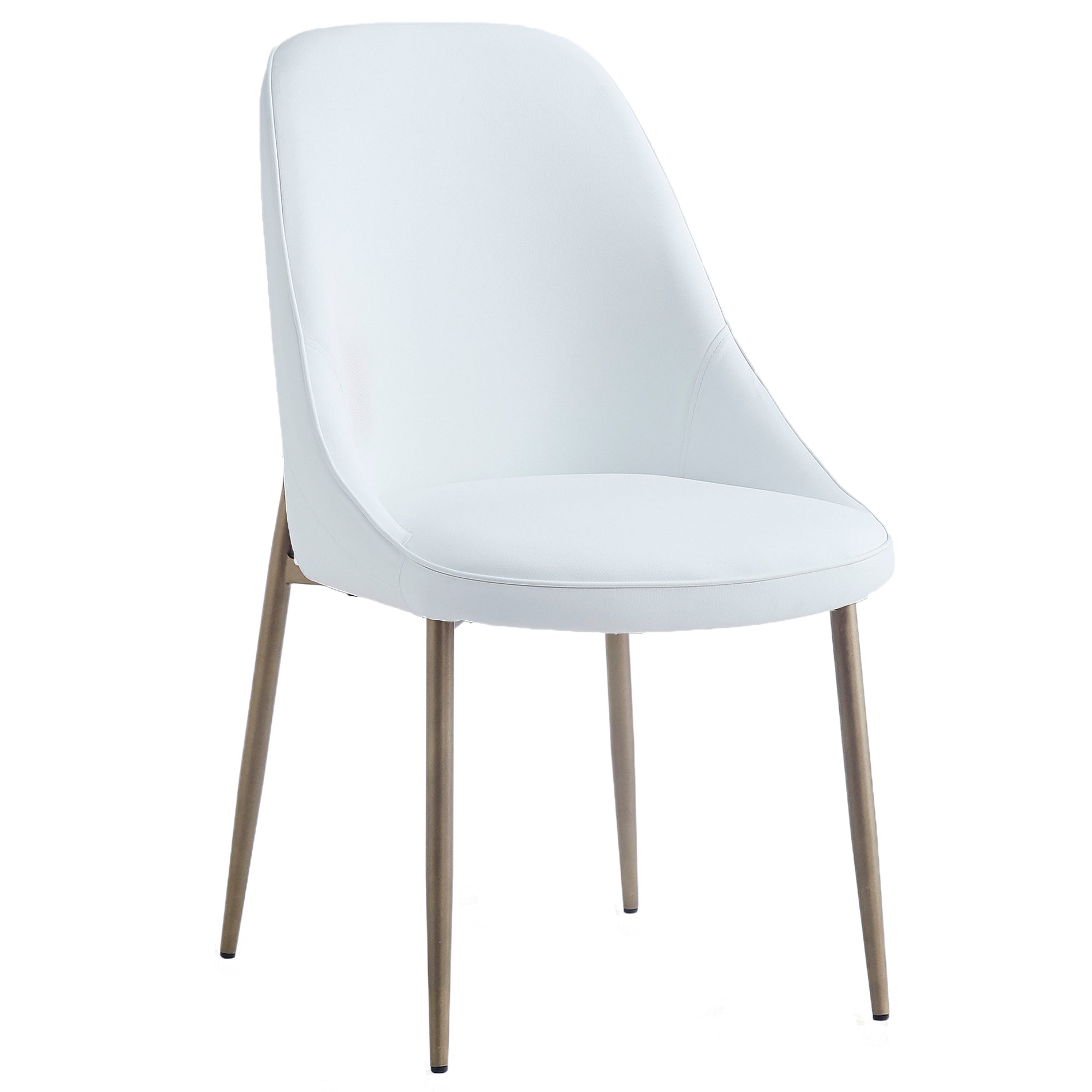 Cleo Side Chair - White Faux Leather with Gold Legs-DECOROLALA
