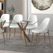 Cleo Side Chair - White Faux Leather with Gold Legs-DECOROLALA