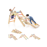 Climbing Triangle Ladder and Ramp Set - Wooden Indoor Jungle Gym
